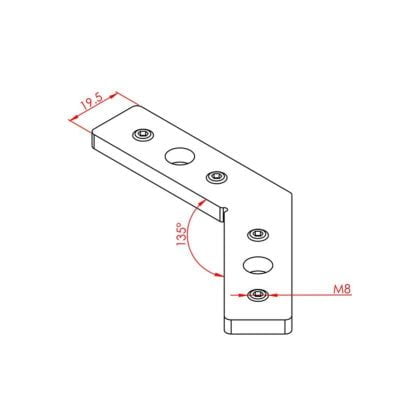 Dereceli Bağlantı Parçaları45X45 135° K10 - Görsel 2